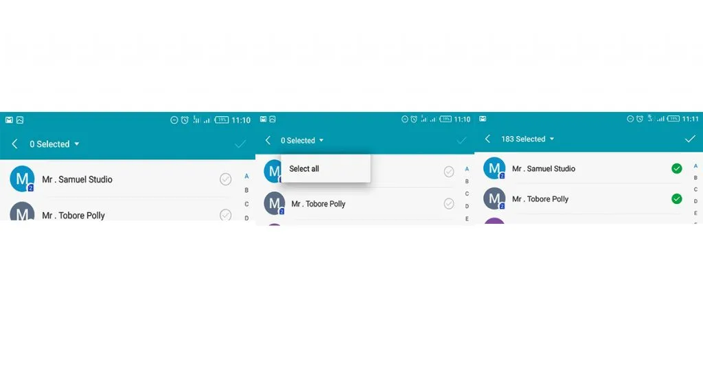 Practical Examples of How to Send Bulk SMS to your Mobile Phone Contacts (Pictures Attached) 5 select number of contacts